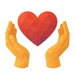 hand holding holding heart, illustration style