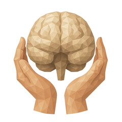 hand holding holding brain anatomy, illustration style