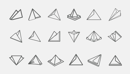 A Collection of Various Abstract Triangle and Pyramid Shaped Line Icons