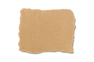 Blank brown torn paper displaying a rustic texture with ripped edges, isolated for versatile design elements