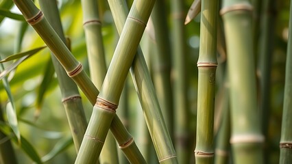 clacking. Bamboo stalks knocking together in the wind, close-up of intersecting canes. bar promotions, beverage menus, designed for product packaging and bar promotions, elevates brand perception.