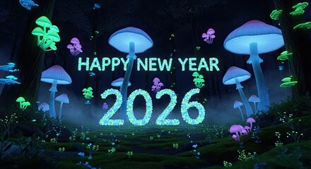 Happy New Year 2026 Magical Glowing Forest Celebration