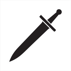 Simple Black Silhouette Illustration of Medieval Sword on White Backdrop