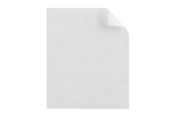 Blank white paper sheet with curled corner floating, offering clean empty space for text or design, transparent background