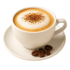 Fototapeta premium Creamy Cappuccino – Freshly Brewed Coffee with Frothy Milk and Cocoa Dust