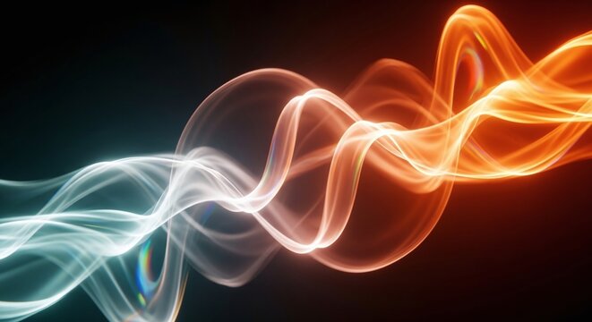 Abstract colorful smoke swirls on a dark background