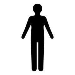 Simple silhouette of a person standing a flat vector icon for user interface design isolated on white background