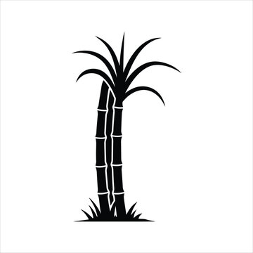 Minimalist vector illustration of a robust sugarcane plant with stalks and leaves, symbolizing natural agriculture and sweetness
