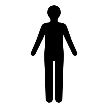 Simple silhouette of a person standing a flat vector icon for user interface design isolated on white background