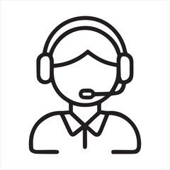 Minimalist black and white customer service icon, support and communication representation