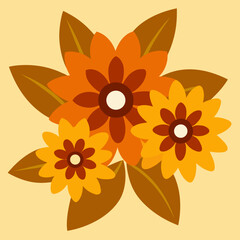 Colorful brown illustration with flower. Abstract flower background.
