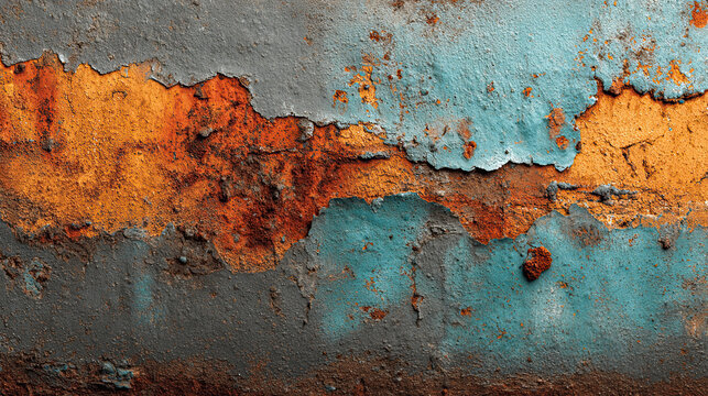 Rusty oxidized metal texture with peeling paint