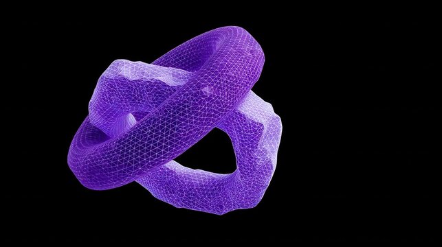Abstract Purple 3D Geometric Shape on Black Background