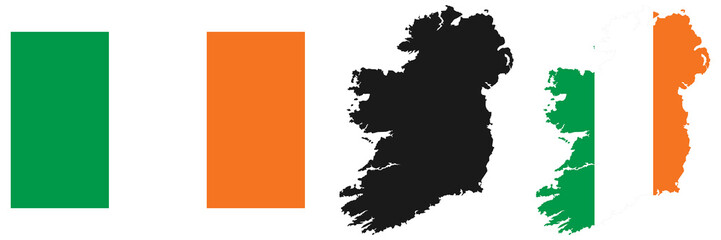 Ireland flag and map vector illustration