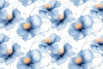 Delicate Blue Flowers Watercolor Pattern