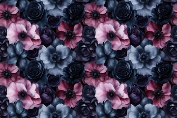 Elegant Floral Pattern with Dark Roses