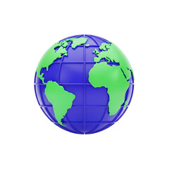 Fototapeta premium Earth globe with continents isolated on transparent background, a 3d rendering of the world