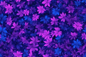 A Vibrant Display of Purple and Blue Flowers Creating a Mesmerizing Floral Background