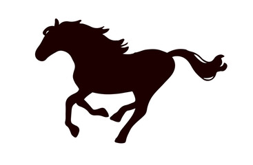 走る馬のシルエットイラスト素材