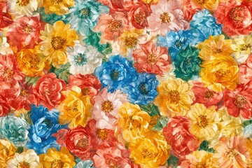 Vibrant Floral Pattern with a Beautiful Array of Multicolored Blooms Capturing Nature's Splendor