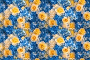 Vibrant Yellow and Blue Floral Pattern