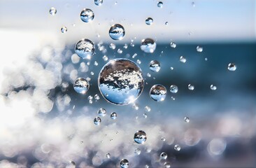Macro Shot of Water Droplets in Air

