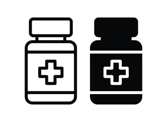 Fototapeta premium Black and White Medicine Bottles with Cross Symbol for Medical Illustration