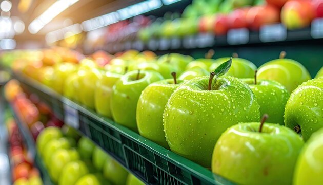 Green apples shelf.