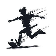 Soccer Player Kicking Ball Grunge Style Silhouette