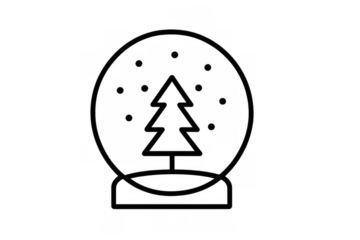 Snow globe icon featuring a minimal christmas tree inside with falling snow, ideal for winter holiday designs