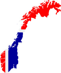 Norway Map with National Flag Design Vector