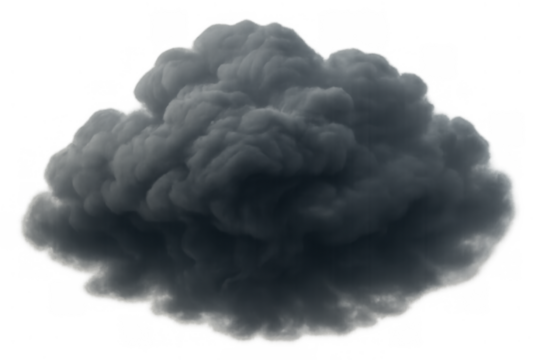 Dark storm cloud forming, signaling bad weather and a heavy rain forecast, isolated on transparent background - Powered by Adobe