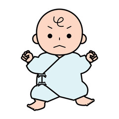 肌着を着た怒っている赤ちゃん