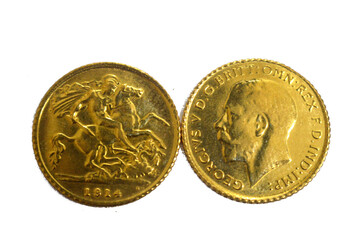 King George V gold sovereign coins, features a left-facing portrait of King George V on obverse and the classic St. George and the Dragon on reverse, gold asset investment and market price