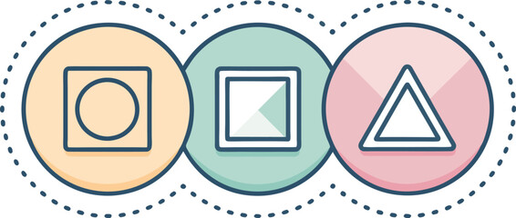 Three simple geometric shapes circle square triangle symbolizing options choices and progress in a clean modern design