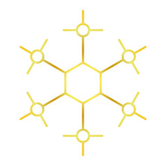 Gold snowflake pattern design with transparent background for christmas or winter theme design elements