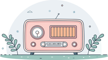 Charming retro radio with whimsical plant accents evokes nostalgia and simple pleasures for creative projects