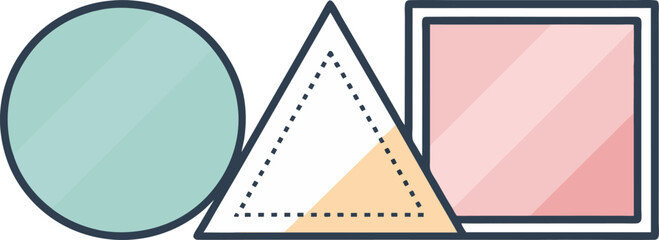 Simple geometric shapes circle triangle square design elements in pastel colors for modern concepts