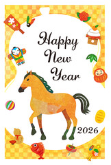 和　和風　午年　年賀状