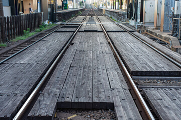 敷板が敷き詰められた線路