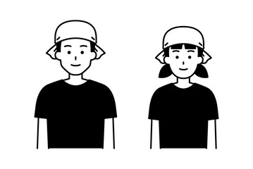 居酒屋の店員の男女　セット