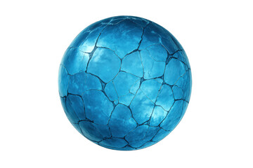 Blue cracked stone orb or fantasy planet isolated on transparent background illustrating global crisis or fragility