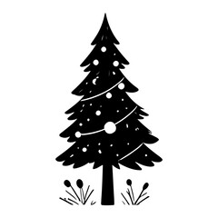 Black outline Hand-Drawn Christmas Doodle