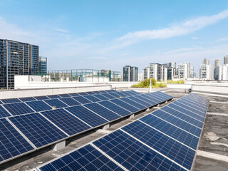 Fototapeta na wymiar solar panel on roof top of apartment