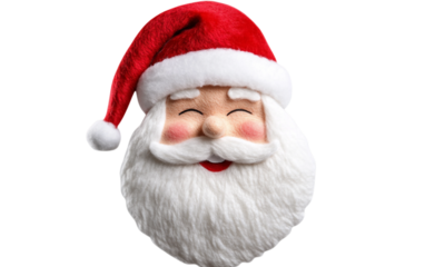 Christmas felt Santa Claus face with red hat and white beard festive holiday decoration cozy seasonal winter ornament isolated on white background