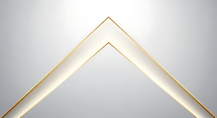 Abstract geometric shape with golden trim on a light gray background
