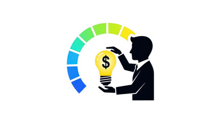 Idea meter with money symbol isolated on transparent background