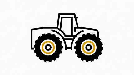 Obraz premium A tractor with yellow tires is shown on a white background. The tractor is a symbol of hard work and agriculture