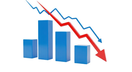 Stock market crash isolated on transparent background