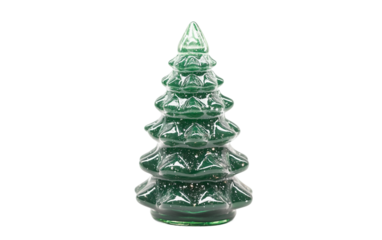 Festive holiday tiny Christmas tree nightlight Christmas winter decoration cozy seasonal accessory isolated on white background